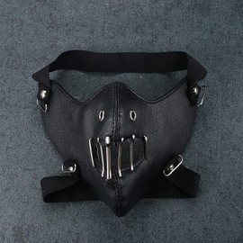 Aroncent Motorcycle Mask Gothic Punk Leather Outdoor Mask Paintball Mask For Men