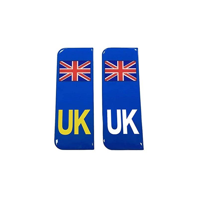 Gelz Domed Union Jack UK Vehicle Number Plate Stickers, Blue,