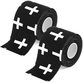 TrelaCo 2 Pcs Wrist Tape Baseball Cross Athletic 2in x 23ft Cotton Cross Wrist Tape Serrated Edges for Fingers Ankles Injury Wrap, Football Baseball Hockey Soccer (Black)