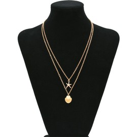 Boho Starfish Seashell Layered Necklace Gold Silver Plated Dainty Charm Double Layer Sea Shell Lucky Stars Ocean Animal Chain Necklace for Women Teen Girls Hawaiian Summer Beach Vacation Trendy Jewelry Gifts (Gold)