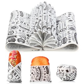 Outus 900 Pcs 10 x 10 Inch Deli Wax Paper Sheets Grease Resistant Tray Basket Liners Newsprint Paper Water and Grease Proof Sandwich Wrapping Square Hot Dog Wrappers for Food Baking (White)