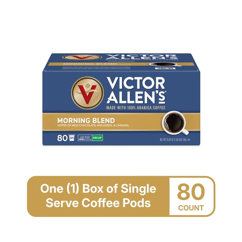 Victor Allen's Coffee Decaf Morning Blend, Light Roast, 80 Count,