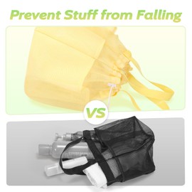 famichan Mesh Shower Caddy Portable with Drawstring, Dorm Room Essentials for College Students Girls & Boys, Large Shower Bag for Camping,Swimming,Gym,Travel,Bathroom - Yellow