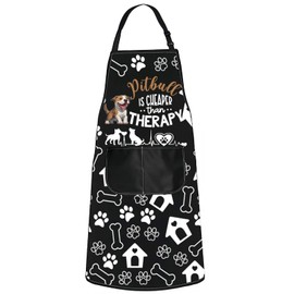 JNIAP Pitbull Kitchen Apron Pitbull Cooking Apron Pitbull Mom Gift Pitbull Is Cheaper Than Therapy Pitbull Lover Gift (Pitbull apron)