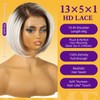 KOME Ombre Platinum Blonde Synthetic Lace Front Wig,Side Part Short