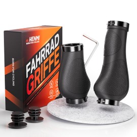 HENMI Ergonomic Bicycle Grips Set, 2-in-1 Long & Short Non-Slip Universal Bicycle Grips, Handlebar Grips Bicycle with Aluminium Lock for E-Bike, Trekking Bike, Road Bike, MTB