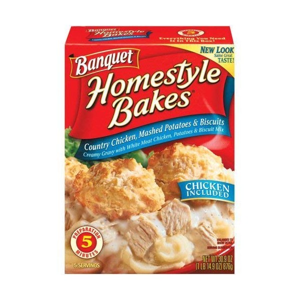 Banquet, Homestyle Bakes, Country Chicken & Mashed Potatoes, 30.9oz Box (Pack of 3)