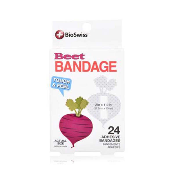 BioSwiss Novelty Bandages Self-Adhesive Funny First Aid, Novelty Gag Gift (24pc) (Beet)