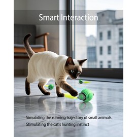 PAONEX Interactive Cat Toys Balls for Indoor Cats, Fast Charging Electric Automatic Moving Cat Hunting Toy for Kittens and Adult Bored Cats,Speedy Tail 2.0 cat Toy