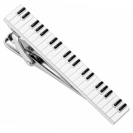 HAWSON Tie Clips for Men Unique with Piano Key Pattern, High-Polish Skinny Tie Bar Music Tie Pins for Men 2 Inch, Theme Wedding Party Musicians & Formal Occasions