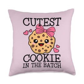 Kids Kawaii Style Cutest Cookie In The Batch Cutest Batch Chocolate Chip Cookie Baker Throw Pillow, 18x18, Multicolor
