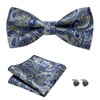 FOSDICK Men's Bow Tie and Cuffed Buttons with Pocket Square