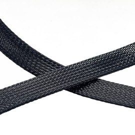 Aibole 25Ft-1/4 & 1/2 Black Cable Management Cord Protector Braided Wire Loom Braided Cable Sleeve for Television, Audio, Computer Cables, Prevent Pet from Chewing Cords…