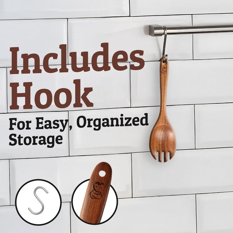 Priority Chef Wooden Salad Server Fork – Single Teak Salad