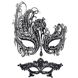 Masquerade Mask Women Shiny Rhinestone Venetian Party Prom Ball Metal Mask (Queen)