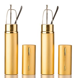 2 Packs Pocket Readers Ultra Compact Reading Glasses in Case Gold +2.25
