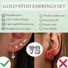 sawyofu Gold Stud Hoop Earrings Sets For Women 4 Pairs