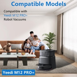 BUXEBUX 21 Pack Replacement Parts for Yeedi M12 PRO+ Robot Vacuum Accessories Kit, Cleaner Inclue 1 V-shaped Brush, 6 Side Brushes, 6 Dust Bags, 4 Hepa Filters, 4 Mop Pads, 1 Clean Tool