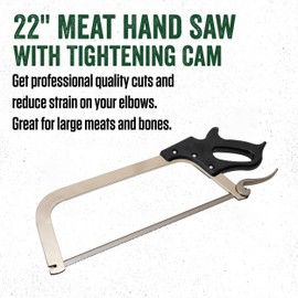 LEM Products 22" Meat Saw with Tightening Cam, Heavy Nickel-Plated Frame, Black Handle