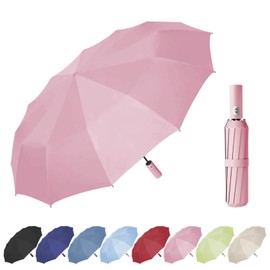 Wydexint Umbrella, Automatic Umbrella, Pocket Umbrella, Automatic Stormproof, Automatic Open and Close, 24 Thickened Double Keels, Extremely Robust, Umbrella for Men and Women, pink