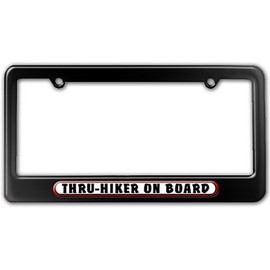 GRAPHICS & MORE Thru-Hiker on Board - Appalachian Pacific Crest Trail License Plate Tag Frame - Color Gloss Black