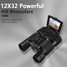 2.4Inch LCD Display Digital Binoculars Camera, 12x32 8X Digital Zoom 5MP Video Photo Recorder Digital Camera Telescope for Watching Bird, Football Game
