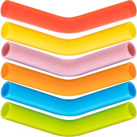 VARMDUKKE 6PCS Reusable Metal Straw Tips, Food Grade Silicone Straw Toppers Tips, Flex Elbow Rubber Replacement 8 mm Stainless Steel Straws Tip for Men Women - 6 Colors