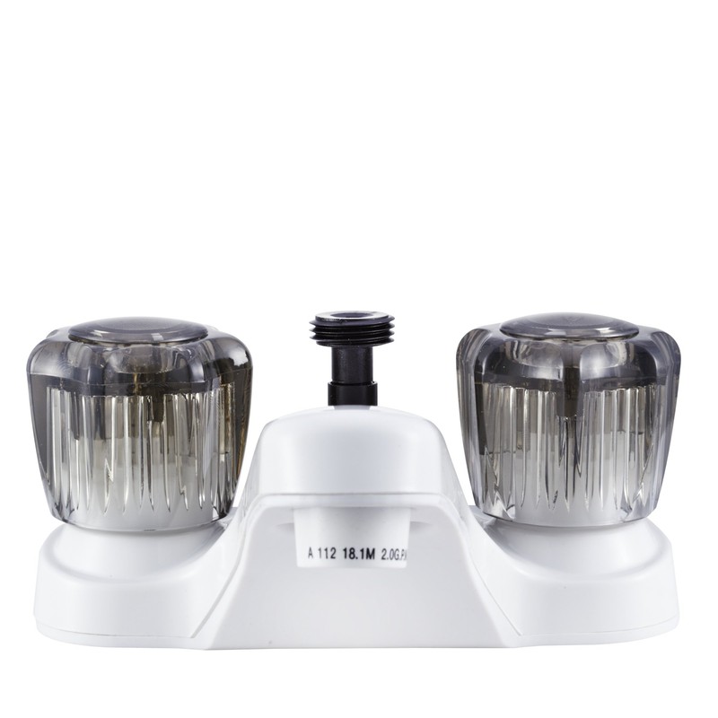 Dura Faucet DF-PL720S-WT RV Bathroom Faucet with Smoked Acrylic Knobs