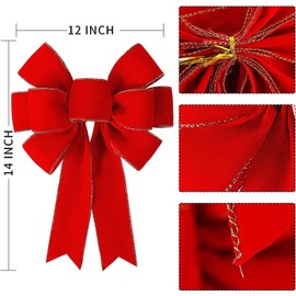 DHRUTI Christmas Bow, Christmas Red Bow, Christmas Tree Bows, Large Bow, Christmas Wreath Bow Decorative Bow for Christmas Tree, Home (Pack of 1)