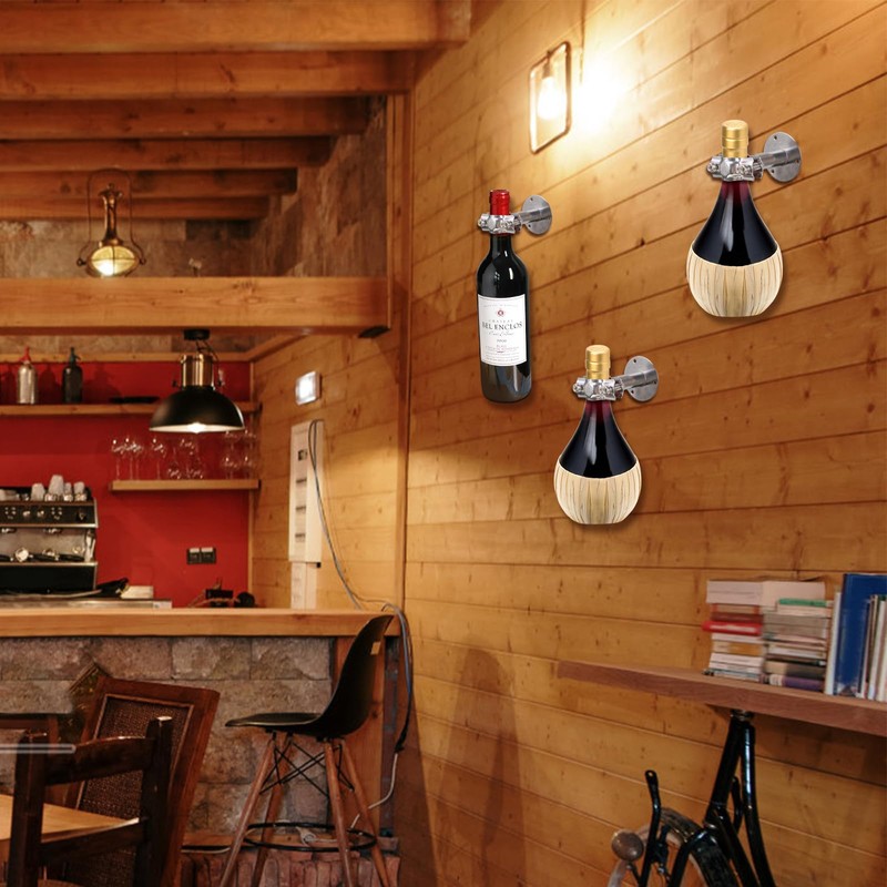 BesFatcn Wall Mounted Single Wine Rack, 2 pcs Metal Wine