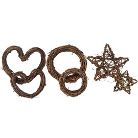 Festival Rattan Natural Dried Ring Willow Wreath Door DIY Crafts Hand-woven Wreath for Rustic and Seasonal Decorations Base for Floral Crafts Perfect for Seasonal Displays 15-10cm Three shapes-6PCS