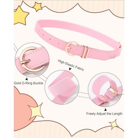 Coubeau Children's Elastic Belt Adjustable Stretch Children's Belt for Boys Girls Belt Teenager with Golden Buckle for Jeans Trousers Dress Uniform, pink