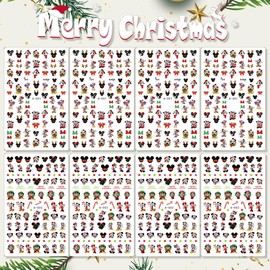 8 Sheets Christmas Nail Art Stickers Decals 3D Self Adhesive Xmas Nail Stickers Design Winter Cute Elk Candy Snowflake Nail Decals for Women DIY Manicure Tips Christmas Party Nail Decoration Supply