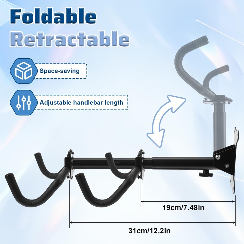 Afcabakila Bike Wall Mount Hanger, Adjustable Horizontal Wall Mount Bike