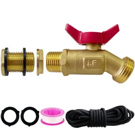 Rain Barrel Spigot Kit 3/4" GHT Lead-Free Compliant Brass Garden Hose Valve+Brass Garden Hose Bulkhead Fitting for Rain Barrels Aquariums Water Tanks Tubs Pools Spigot