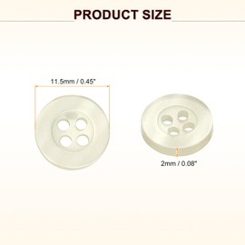 sourcing map 50pcs Sewing Button 11.5mm (0.45") 4 Holes Resin Round Craft Replacement Buttons for Clothing DIY Crafts Decoration, Beige