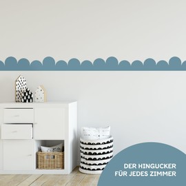 Yabaduu Border 15 x 200 cm for Children's Room, Baby Room Decoration in Skandi Look, Scandi Sticker, Wall Border Wall Sticker for Children, Girls, Boys, Y034 (Blue)
