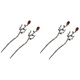 Healeved 4pcs Rose Flower Hair Sticks Elegant Chignon Pins for Women Hair Accessories for Daily Wear and Special Occasions