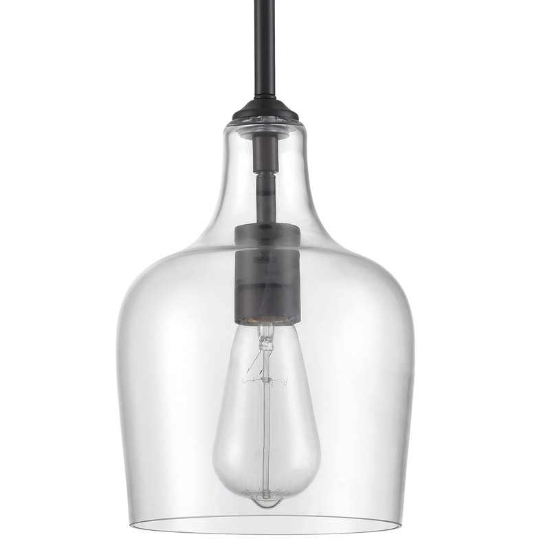 JEENKAE Modern Farmhouse Pendant Lighting for Kitchen Island Glass Black
