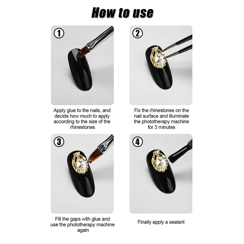 TOROKOM 3D Nail Charms, 48 PCS Luxury Shiny Nail Diamonds