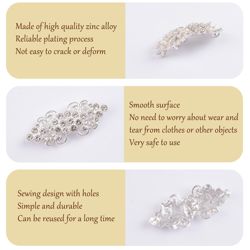 WANDIC Cape Closure Clasps, 3 Pieces 6.3 cm Silver Cape