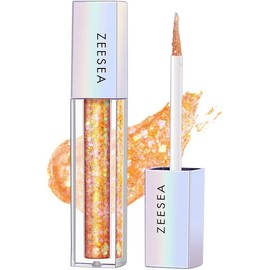 zeesea Glitter Galaxy Colored Liquid Eyeshadow, Dazzling Shimmer Eye Makeup, High Pigmented & Long Lasting (OR03 Sunset Diamond)