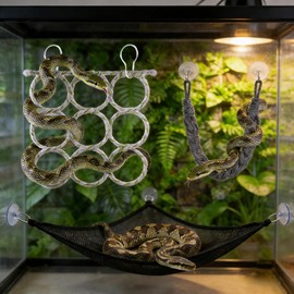 Snake Climbing Rings & Climbing Rope, Snake Reptile Hammock for Small Ball Python Corn Snakes Lizards, Enriched Snake Habitats, Small Reptile Tank Accessories