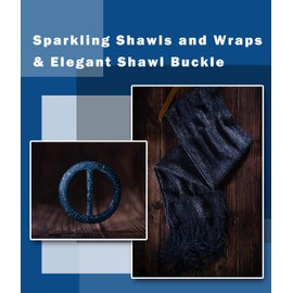 KUNINDOME Chales y envolturas metálicas brillantes con hebilla, para vestidos de noche, fiesta, boda, novia, dama de honor, H. Azul marino/plata (con hebilla azul marino), Estándar