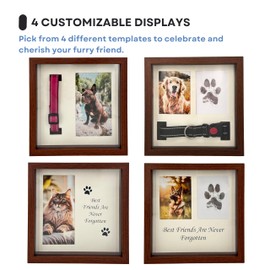 OtterPets Memorial Picture Frame for Pets - Paw Print Kit - Remembrance for Dogs & Cats - Shadow Box with Collar - Keepsake Tribute for Sympathy - Loss of Dog Bereavement Gift (Brown)