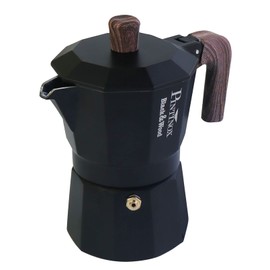 PINTINOX Black&Wood Moka Espresso Maker for 3 Cups