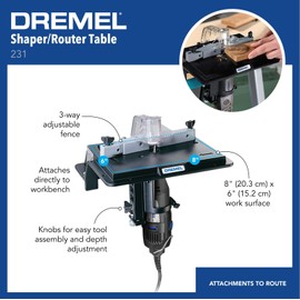 Dremel 231 Portable Rotary Tool Shaper and Router Table - Woodworking Attachment - Perfect for Sanding, Shaping, and Trimming Edges