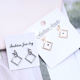 Dervivea Boho Square Jacket Earrings Hollow Square Stud Earrings Minimalist V Ear Jacket Earring Silver Geometry Earrings Jewelry for Women and Girls