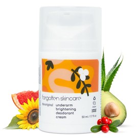 Forgotten Skincare La Crema Desodorante Abrillantadora Original para Axilas Oscuras, Eliminador de Olores Corporales para Mujeres y Hombres, Tratamiento para El Cabello Encarnado, Vitamina C y Ácido S