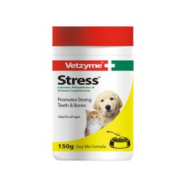 Vetzyme Stress Supplement Powder for Dogs and Cats - Balanced Multi-Mineral and Vitamin Supplement, Promotes Strong Teeth and Bones (150g)